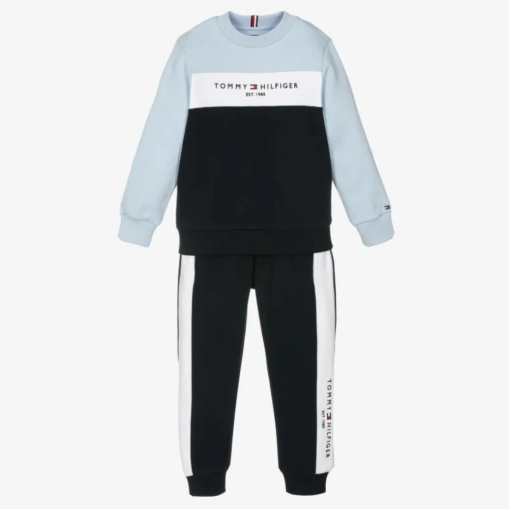 Tommy Hilfiger Tracksuits*Boys Blue Cotton Colourblock Tracksuit