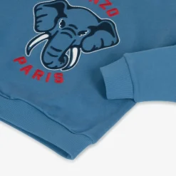 KENZO KIDS Tops*Boys Blue Cotton Elephant Sweatshirt