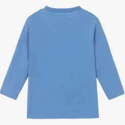 Moncler Enfant Tops*Boys Blue Cotton Embossed Top