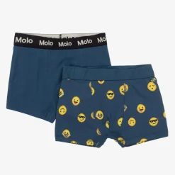 Molo Underwear*Boys Blue Cotton Emoji Boxers (2 Pack)
