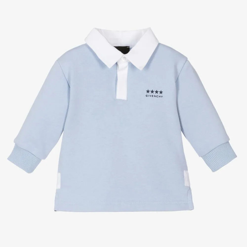 Givenchy Tops*Boys Blue Cotton 4G Rugby Shirt