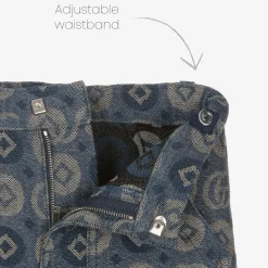 Gucci Trousers*Boys Blue Cotton Jacquard Logo Trousers