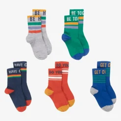 Frugi Socks*Boys Blue Cotton Knit Socks (5 Pack)