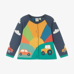 Frugi Tops*Boys Blue Cotton Knit Sunrise Cardigan