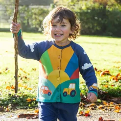 Frugi Tops*Boys Blue Cotton Knit Sunrise Cardigan