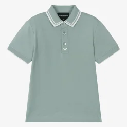 Emporio Armani Tops*Boys Blue Cotton Piqué Polo Top
