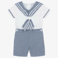 Beatrice amp; George Outfit Sets*Boys Blue Cotton Sailor Buster Suit