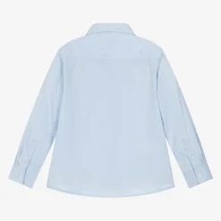 Mayoral Tops*Boys Blue Cotton Shirt