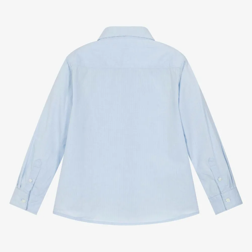 Mayoral Tops*Boys Blue Cotton Shirt