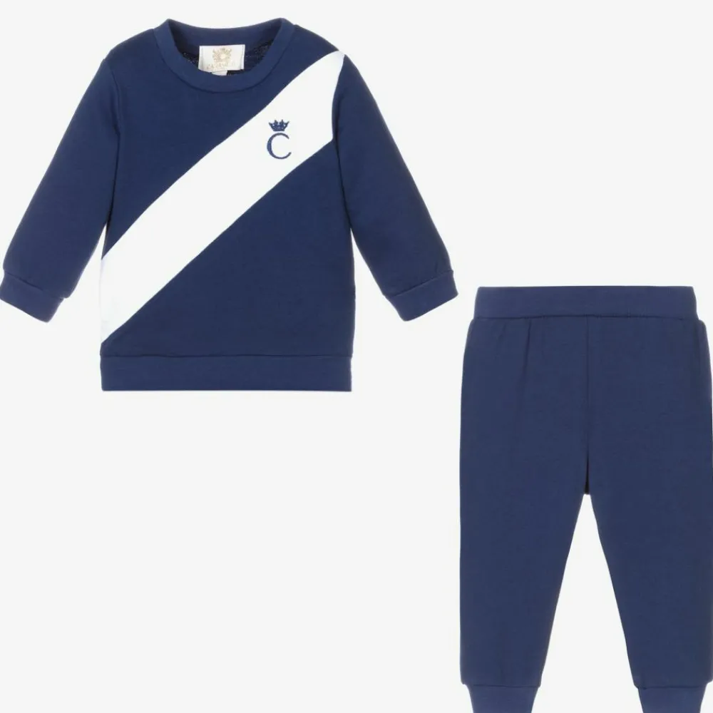 Caramelo Kids Tracksuits*Boys Blue Cotton Tracksuit