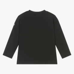 Moncler Enfant Tops*Boys Blue Cotton Tricolour Logo Top