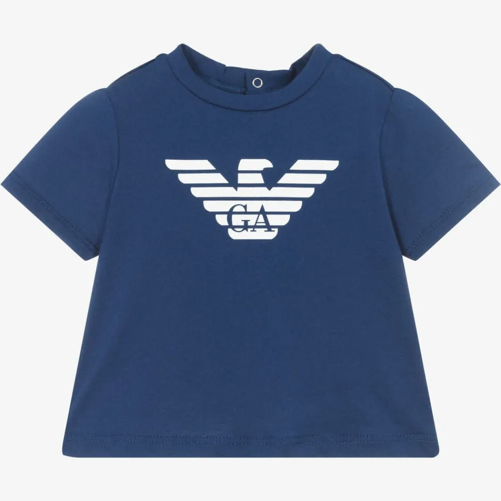 Emporio Armani Tops*Boys Blue Cotton T-Shirt