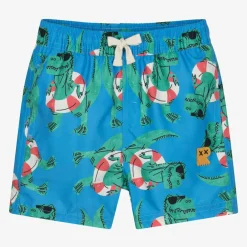 Rock Your Baby Swimwear*Boys Blue Dinosaur Swim Shorts