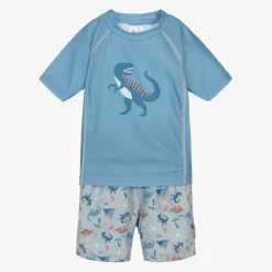 Playshoes Swimwear*Boys Blue Dinosaur Swim Set (UPF40+)