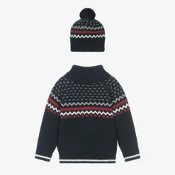 Dr. Kid Tops*Boys Blue Fair Isle Sweater & Hat Set