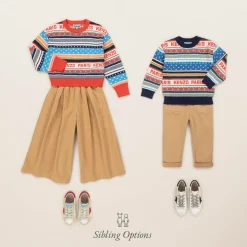 KENZO KIDS Tops*Boys Blue Festive Cotton Knit Sweater