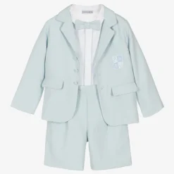 Beatrice amp; George Suits*Boys Blue Herringbone Cotton Shorts Suit