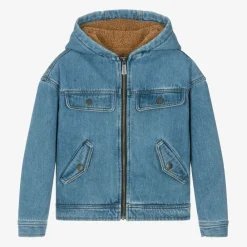 Moschino Kid-Teen Coats & Jackets*Boys Blue Hooded Denim Jacket