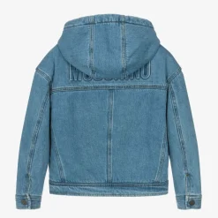 Moschino Kid-Teen Coats & Jackets*Boys Blue Hooded Denim Jacket
