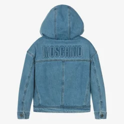 Moschino Kid-Teen Coats & Jackets*Boys Blue Hooded Denim Jacket