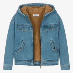 Moschino Kid-Teen Coats & Jackets*Boys Blue Hooded Denim Jacket