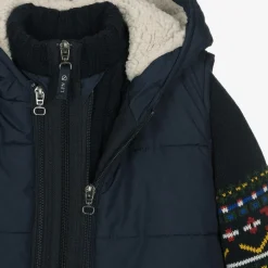 Lapin House Tops*Boys Blue Hooded Gilet & Zip-Up Top 2 in 1