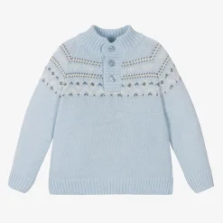 Patachou Tops*Boys Blue Knitted Fair Isle Sweater