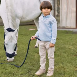 Patachou Tops*Boys Blue Knitted Fair Isle Sweater