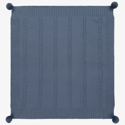 Dr. Kid Blankets & Shawls*Boys Blue Knitted Pom-Pom Blanket (92cm)