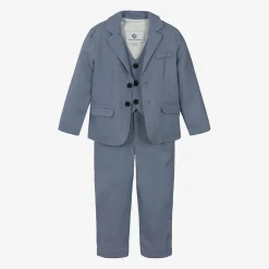 Beatrice amp; George Suits*Boys Blue Linen Waistcoat Suit