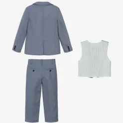 Beatrice amp; George Suits*Boys Blue Linen Waistcoat Suit
