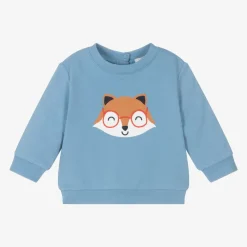 Carrément Beau Tops*Boys Blue Organic Cotton Fox Sweatshirt