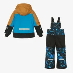 Deux par Deux Snowwear*Boys Blue Storm Print Snowsuit & Snood Set