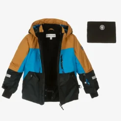 Deux par Deux Snowwear*Boys Blue Storm Print Snowsuit & Snood Set