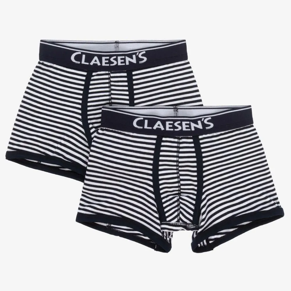 Claesens Underwear*Boys Blue Stripe Cotton Boxers (2 Pack)