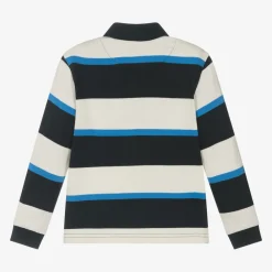 Mayoral Tops*Boys Blue Striped Cotton Polo Shirt