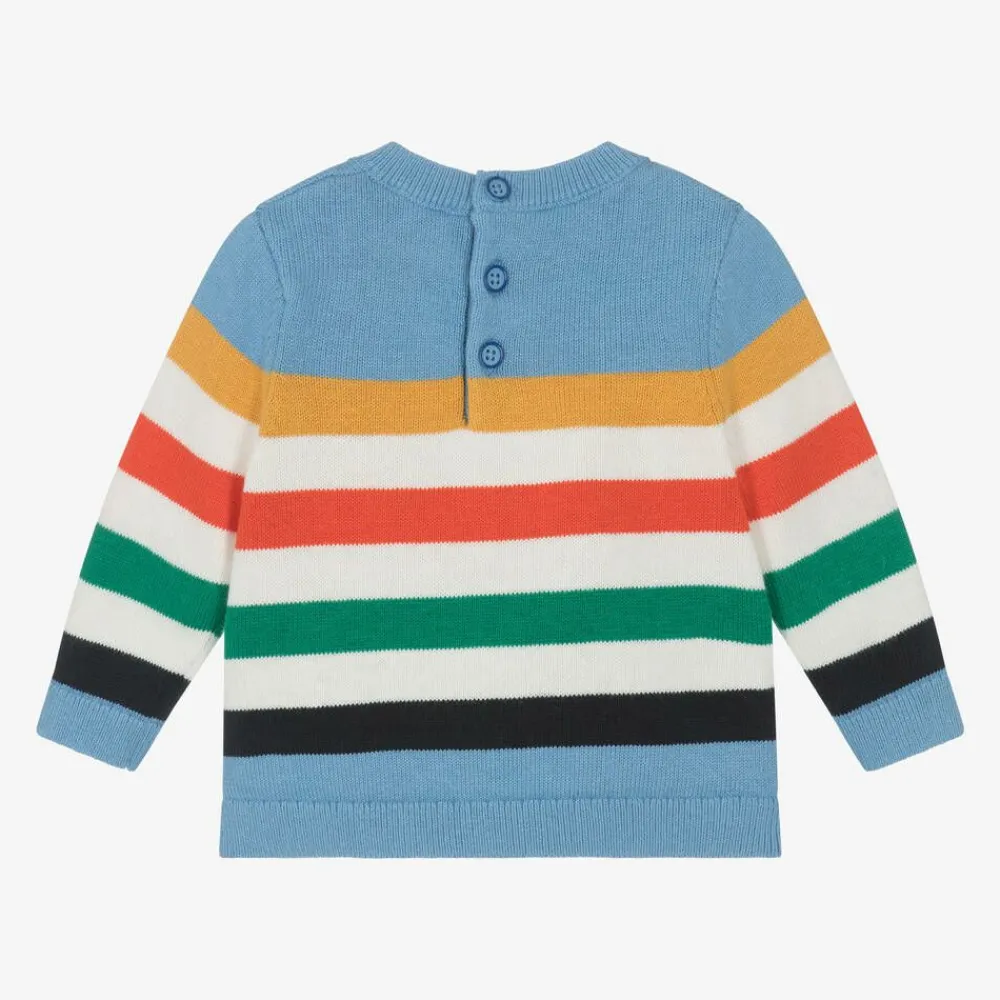 Carrément Beau Tops*Boys Blue Striped Cotton Jumper