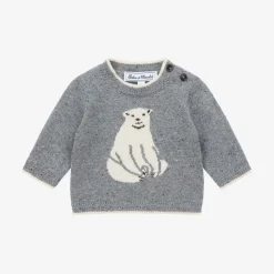 Tartine et Chocolat Tops*Boys Blue Wool Polar Bear Sweater