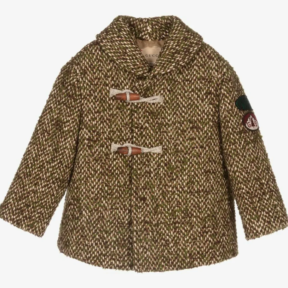 Gucci Coats & Jackets*Boys Brown & Green Wool Coat