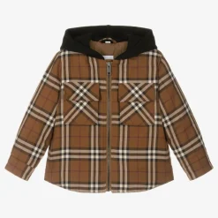 Burberry Coats & Jackets*Boys Brown Checked Padded Jacket DarkBirchBrown