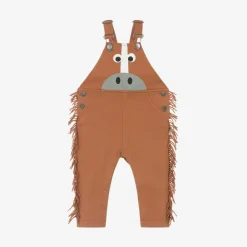 Stella McCartney Kids Trousers*Boys Brown Horse Cotton Dungarees