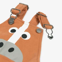 Stella McCartney Kids Trousers*Boys Brown Horse Cotton Dungarees