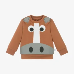 Stella McCartney Kids Tops*Boys Brown Horse Cotton Sweatshirt
