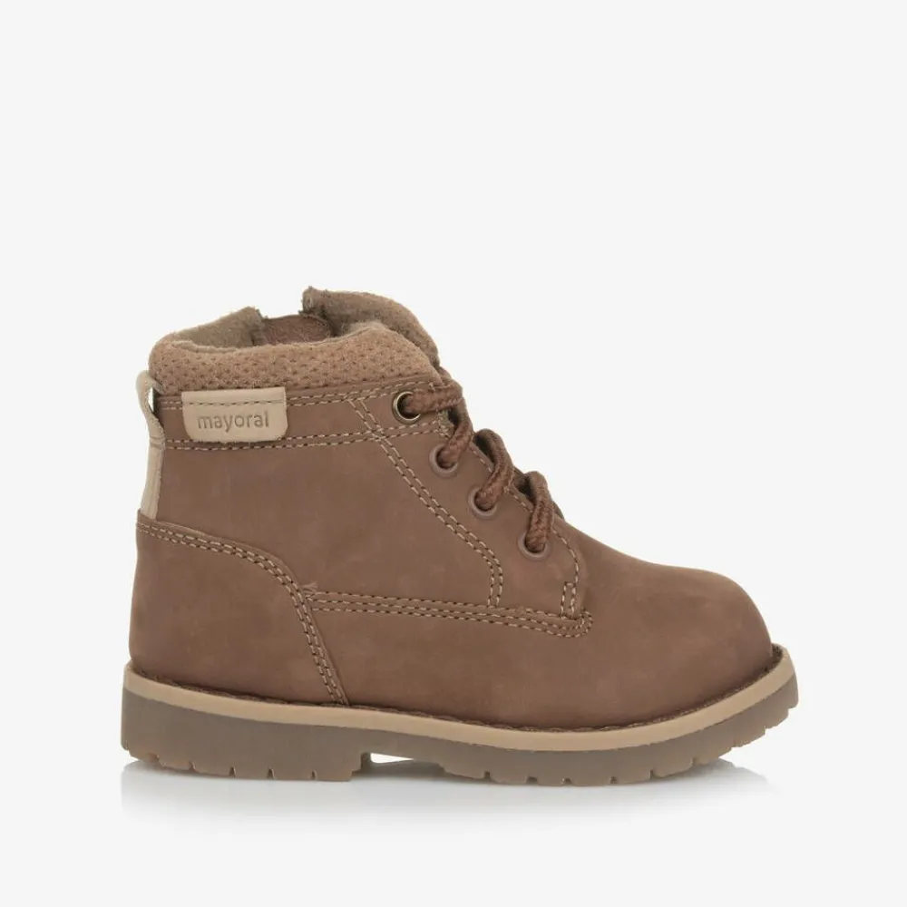Mayoral Boots|Boots*Boys Brown Leather Lace-Up Boots
