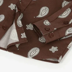 Mini Rodini Tops*Boys Brown Organic Cotton Paisley Shirt