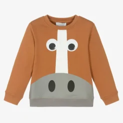 Stella McCartney Kids Tops*Boys Brown Organic Horse Sweatshirt