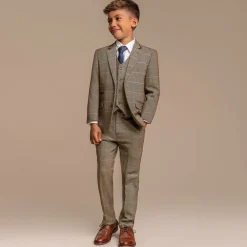 House of Cavani Suits*Boys Brown Tweed Albert Suit