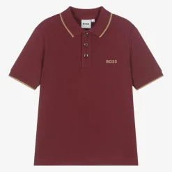 BOSS Tops*Boys Burgundy Red Cotton Polo Shirt
