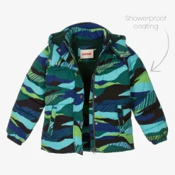 Joyday Coats & Jackets*Boys Green & Blue Showerproof Puffer Coat