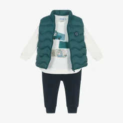Mayoral Outfit Sets*Boys Green & Blue Trouser Set